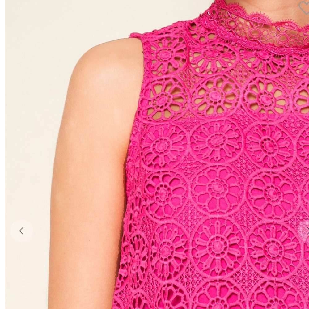 SUGAR + LIPS Boho Chic Hot Pink Crochet Sleeveless Top - Picture 3 of 7